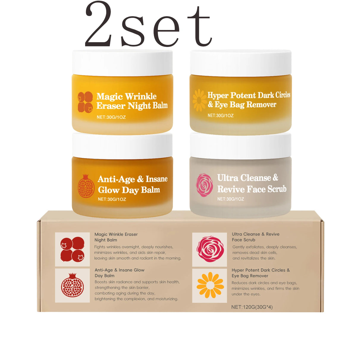 Dual-Effect Day & Night Skincare Kit - Hydration & Moisturization, Skin Barrier Protection, Full Face & Eye Care Set
