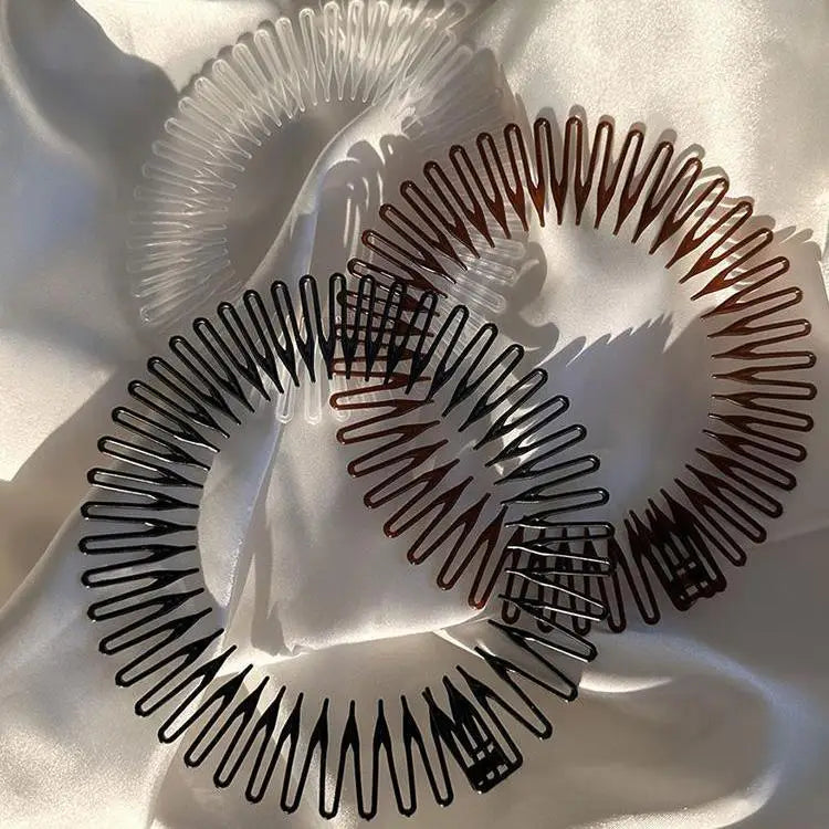 2Pcs Plastic Full Circle Stretch Diamond Flexible Comb Teeth Headband Hair Band Clip Face Wash Fixed Hair Accessories Non-Slip