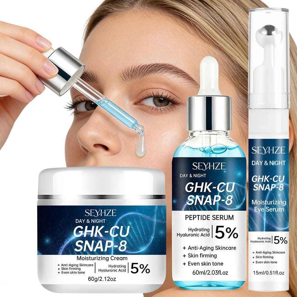 SEYHZE Facial Skincare Kit 3pcs with Eye Essence Moisturizing Cream And Serum - Tightening Lifting Even Skin Tone Deep Hydration