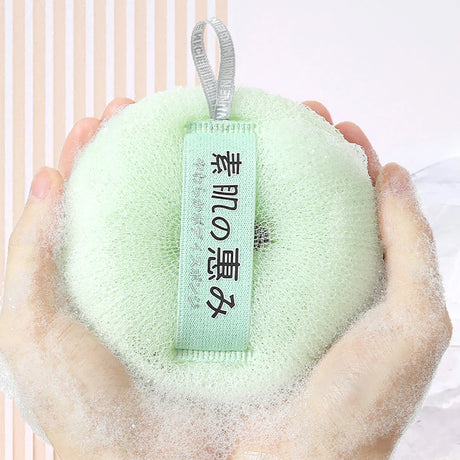 Shower Loofah Bath Sponge With Hanging Rope Exfoliating Soft Mesh Body Scrubber Rich Lather 3D Knit Design For Smooth Skin