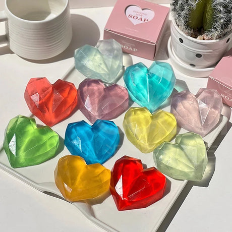 1/3/5pcs mix Diamond Heart Handmade Soap Wedding Gift Set Facial Soap with Chamomile Fragrance Essential Oil Soap