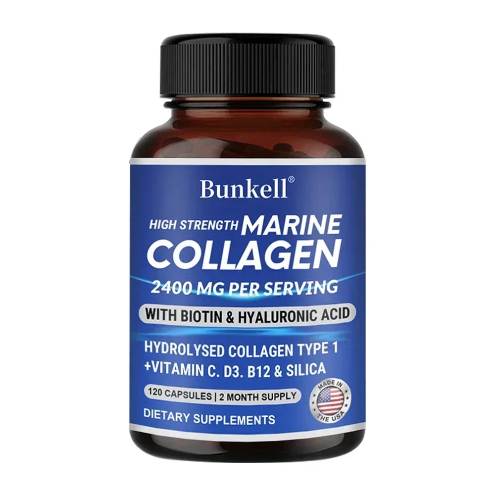 Marine Collagen 2400 Mg | Contains Hyaluronic Acid, Vitamin C and Biotin | High Strength Collagen Supplement for Men and Women