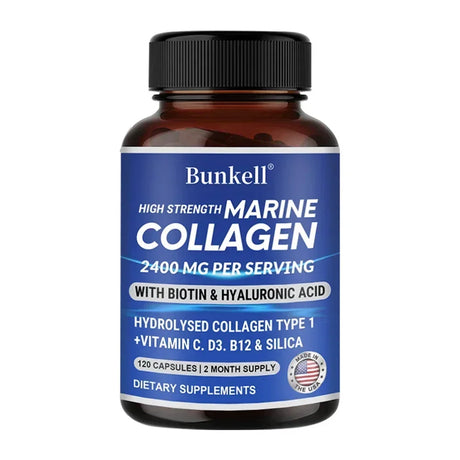 Marine Collagen 2400 Mg | Contains Hyaluronic Acid, Vitamin C and Biotin | High Strength Collagen Supplement for Men and Women