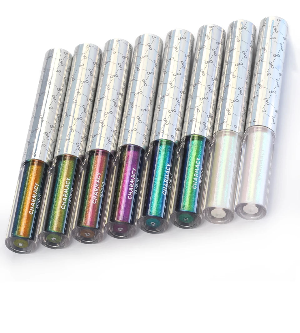 CHARMACY Duochrome Glitter Liquid Eyeliner Long Lasting Waterproof Smudgeproof Ultra Fine Tip Eye Liner Women Makeup Cosmetics