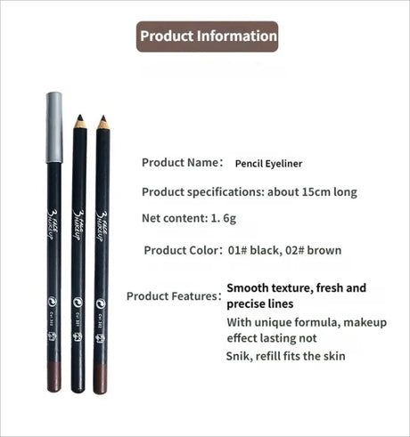 1/12Pc Waterproof Black Brown Eyeliner Pencils-Smudge-Proof Long-Lasting Beginner-Friendly Smooth High Pigmented Punk Eye Makeup