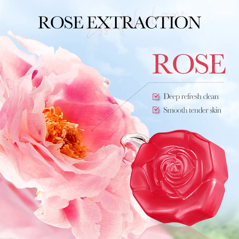 SADOER Rose Facial Soap Face Wash Foam Facial Cleanser Whitening Nourishing Moisturizing Anti Acne Body Bathing Facial Soap