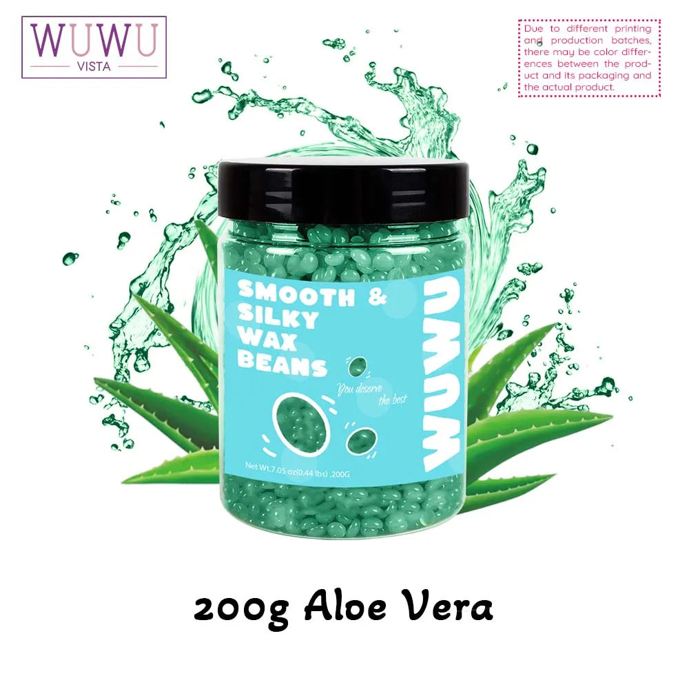 WUWUVISTA Wax Beads 200g(7.05oz) Bottle Hair Removal Hard Wax Beans Hot Waxing Beeswax for Wax Heater Painless for All Hair&Skin