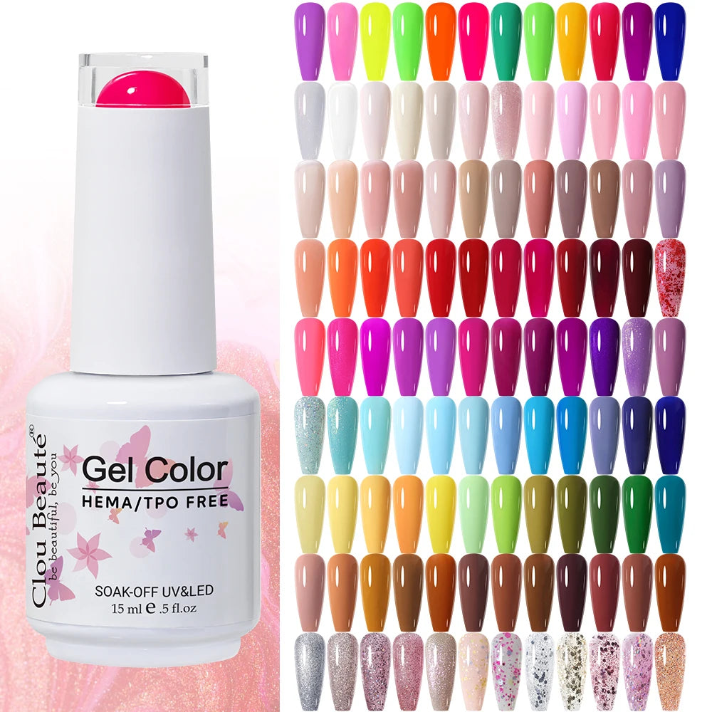 Clou Beaute Gel Nail Polish Neon Brown Royal Blue Red Green Pastal Nude Nail Art Varnishes Gel Lacquer HEMA/TPO FREE UV Gel Nail