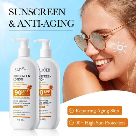 SPF90+ sunscreen, UV protection, whitening sunscreen, moisturizing, whitening, facial and body sunscreen, skin care, anti-aging