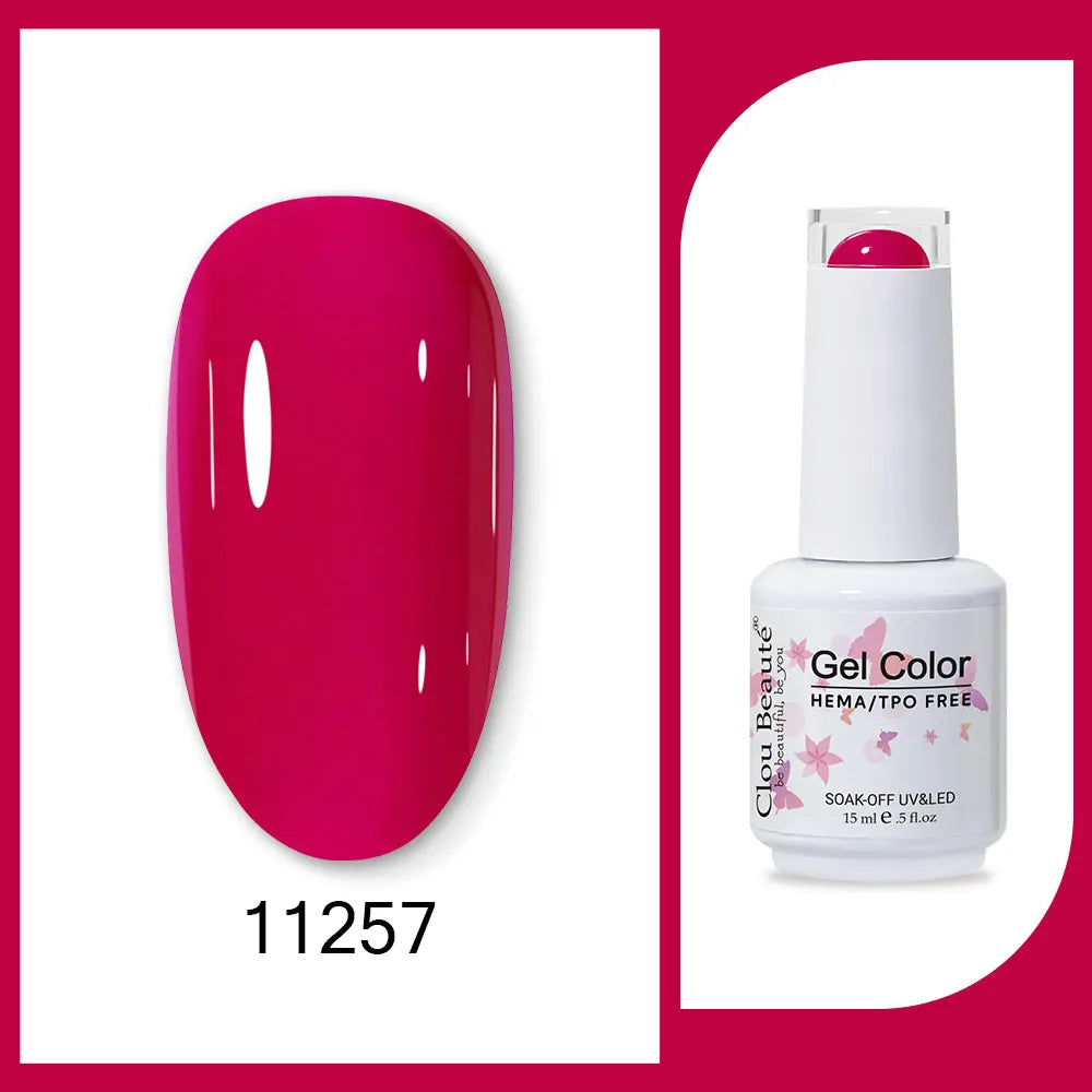 Clou Beaute Gel Color Hema TPO Free 15ml Gel Nail Varnish Soak Off UV Gel Polish Nail Art Manicure Lacquer Nail Art Jelly Gel
