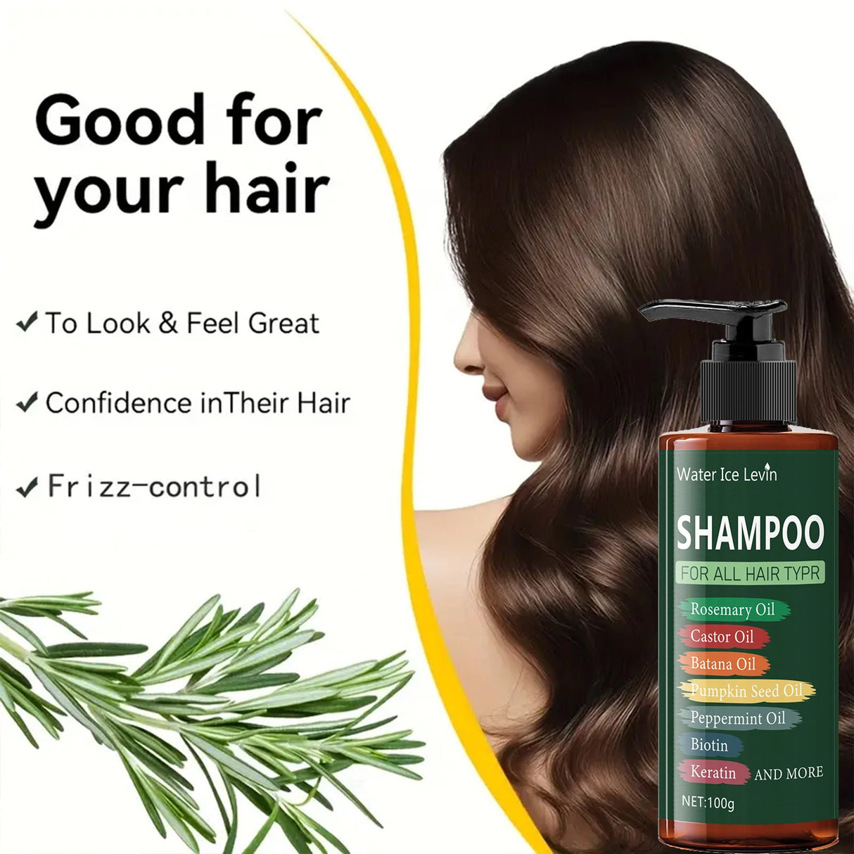 7in 1 Hair Shampoo - 250g 7 in 1 Shampoo - Cooling and Moisturizing for Damaged Hair, Split Ends, Anti-Breakage, Rich in Lavender, Rapeseed Oil, Peppermint Oil, Biotin, and Keratin