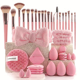 40 Pcs Beauty Makeup Tool Combo Set Face Wash Makeup Puff Full Set Clean Brush Set Professional Triangle Powder Puff Wash Tool