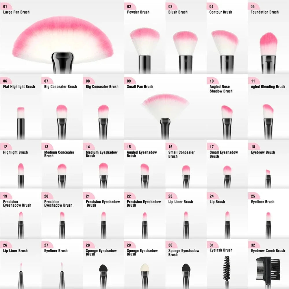 10-32PCS Makeup Brush Set Soft Fluffy Powder Foundation Contour Blush Concealer Eye Shadow Blending Makeup Kit Women Beauty Tool