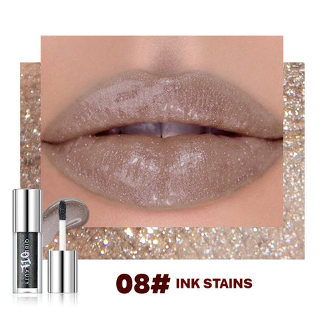 Qibest 8 Colors Moisturizing Diamond Shimmer Glitter Lip Gloss Makeup Sparkling Glitter Liquid Lipstick Pearl Lipgloss Tint