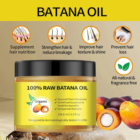 Batana Oil For Scalp And Hair Care, Palm Oil Enriched, Plant Extracts, Scalp And Hair Care Product