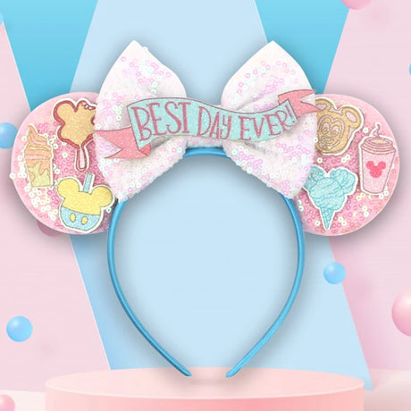 2026 Disney Trip Mickey Ears Headband For Girls Sequin Castle Bow Hairband Cartoon Character Cosplay Hair Accessories Kids Party