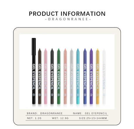 12 Colors Shine Pearlescent Eyeliner Pencil Waterproof Lasting Matte White Black Brown Smooth and Easy To Color Eyeliner Gel Pen