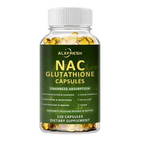 Premium NAC + Glutathione Complex Detox & Antioxidant Boost with Vitamin C | Liver Support, Immune System Health Supplement
