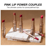 2-in-1 Lip Makeup Set, Matte Lipstick & Lip Liner Pencil, Nude Brown, Waterproof Long Lasting Tinted Lip Balm Contour Kit
