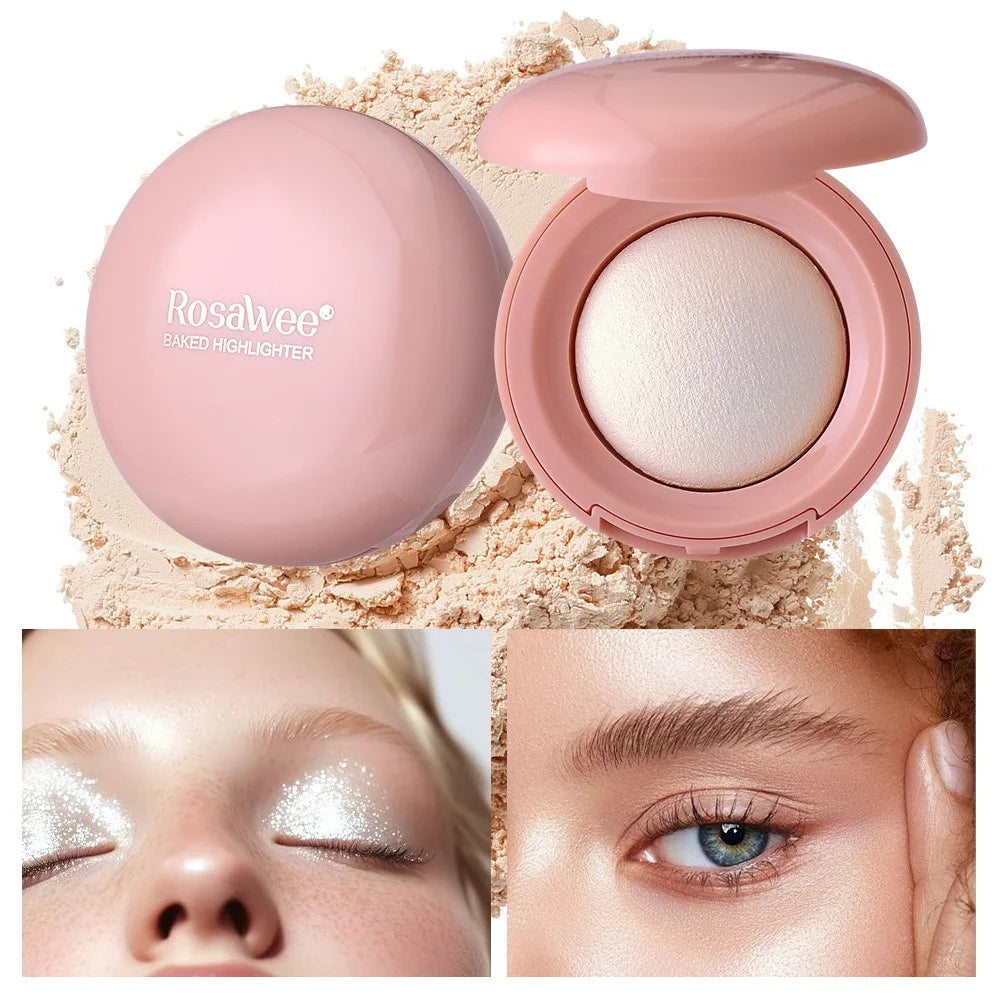 3D Face Highlighter Powder Instant Silky Baked Shimmer Illuminator Makeup Natural Glossy Brighten Contouring Glitter High Gloss