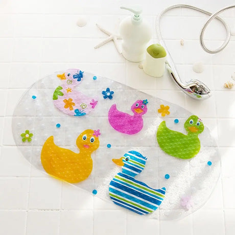 Soft Cartoon PVC Kids Anti Slip Bath Mat Non Skid Safety With Sucker Shower Mat Massage Bathtub Mats Pad