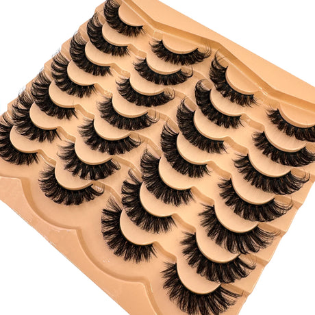 AMSDCN 14 Pairs 3D  Lashes Fluffy False Eyelashes Thick Volume Cat-Eye Faux Lashes Natural Long Wispy Lashes extension Pack