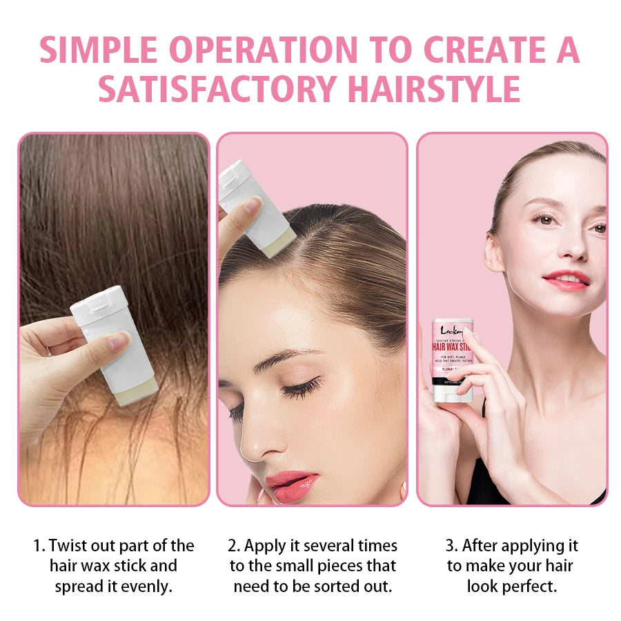 LOCKMIO Floral Scent Wax Stick Smoothing Strong Hold No-Greasy Gel Tames Frizz Broken Flyaway Hair Styling Pomade