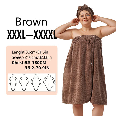 2pcs wearable Bath Towel Set, Including 1 Dry Hair Cap and 1 Bath Skirt,  Soft and Absorbent, A Great  Match for The Bathroom