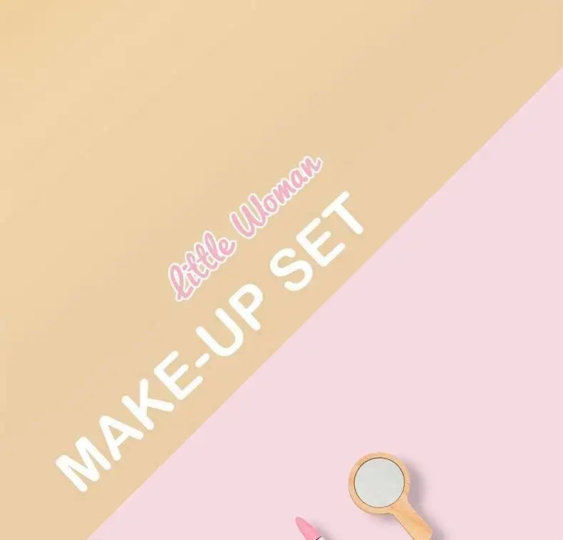 Kids' Pretend Makeup Toy Wooden Role‑play Dress‑up Vanity Gift Makeup Bag Set for Girls
