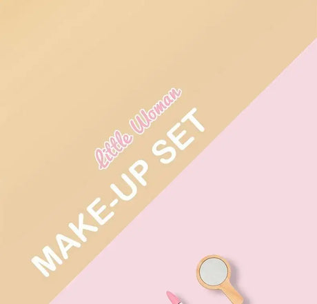 Kids' Pretend Makeup Toy Wooden Role‑play Dress‑up Vanity Gift Makeup Bag Set for Girls