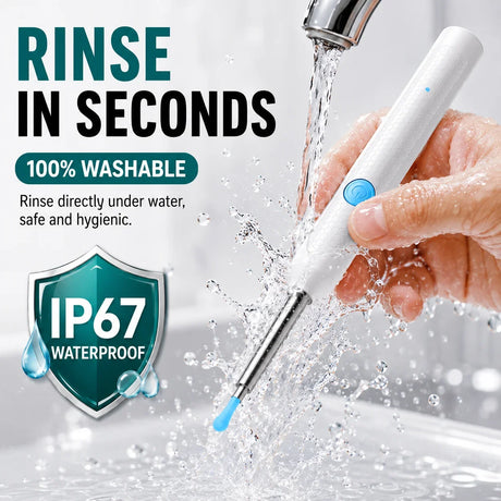 Visual Ear Wax Remover 1080P HD Camera USB-C Rechargeable Ear Cleaner IP67 Waterproof Otoscope with 6 LED Lights for Adults Kids