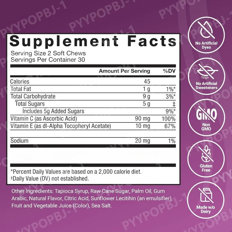Hair Vitamins Gummies Berry Flavor 60 Count Nutrition Supplement with Biotin & Vitamins C,E — Promote Wellness Hair Growth