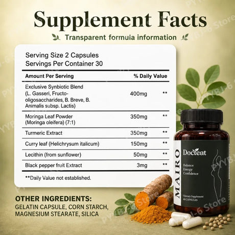 Women Menopause Daily Wellness Supplement Synbiotic Moringa Turmeric Botanical Blend Balance Energy Confidence 60 Capsules