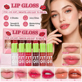 6Pcs Lip Oil Gloss Set, Hydrating High-Shine Non-Sticky Lip Gloss, Moisturizing Clear Pink Red Tint, Travel Makeup Gift