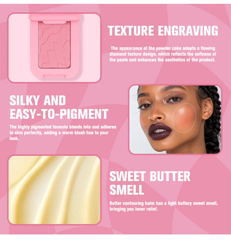 Professional Makeup Powder Blush 12HR Wear Vegan Formula Blusher Makeup Blush in Bar Cosmetics Palette Powder Pink Cream Face