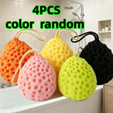4-Piece Set of Honeycomb Bath Balls in Random Colors, Bath Sponges, Household Soft and Durable Bath Balls, Cute Scrubbing Bath Balls, Foaming Bath Balls, Essential for Home Bathing and Cleaning