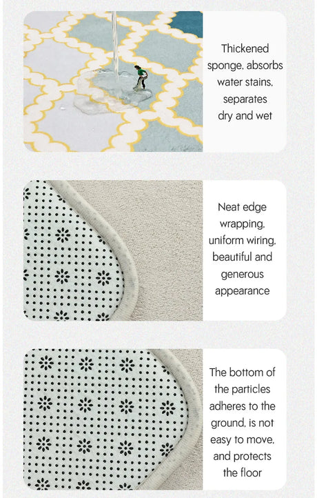 Three Piece Toilet, Bath Floor Mat, Shower Mat, Bath Absorbent Mat, Non Slip Carpet, Soft and Comfortable, Laundry Room.