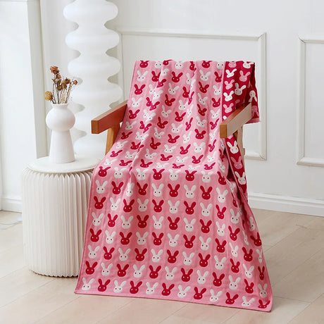 Two Three Layers Pure Cotton Gauze Bath Towel Adult Girl Kawaii Cartoon Towel 70x140cm Home Absorbent Bathroom Wrap Quick-Dry