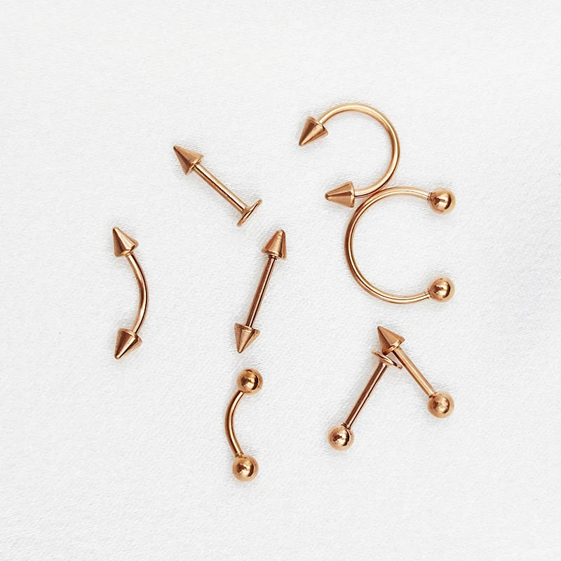 8PCS/Set Fashion Piercing Set Eyebrow Bar Lip Tongue Nose Pircing Stainless Steel Ear Studs Stainless Steel Mixed Body Jewelry