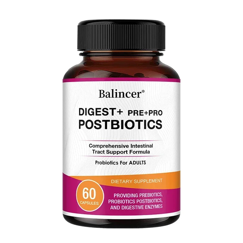 Postbiotics & Digestive Enzymes Capsules, Support Gut Wellness, Daily Digestive Comfort and Immune Balance, Vegan, Non-GMO