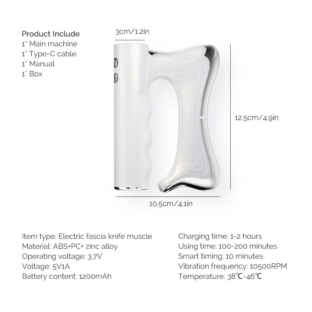 Electric Fascia Knife Vibration Body Massager 10500RPM high vibration massage Massager Warm Body Lifting Blade Comb Massage Tool