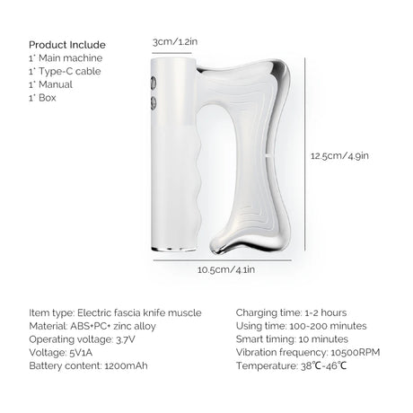Electric Fascia Knife Vibration Body Massager 10500RPM high vibration massage Massager Warm Body Lifting Blade Comb Massage Tool