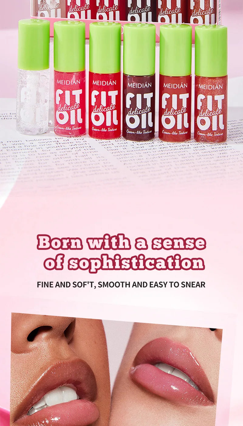 6Pcs Lip Oil Gloss Set, Hydrating High-Shine Non-Sticky Lip Gloss, Moisturizing Clear Pink Red Tint, Travel Makeup Gift