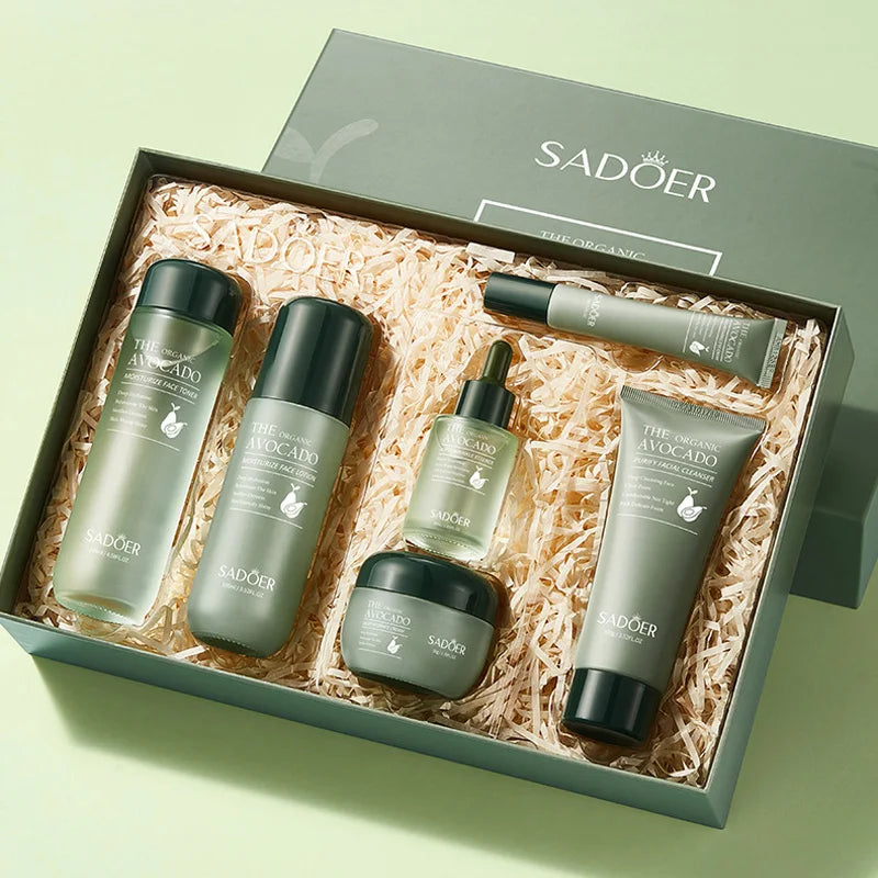 Avocado Skincare 6-Piece Set Includes Nourishing And Moisturizing Eye Cream, Face Cream, And Anti-Wrinkle Skincare Products.