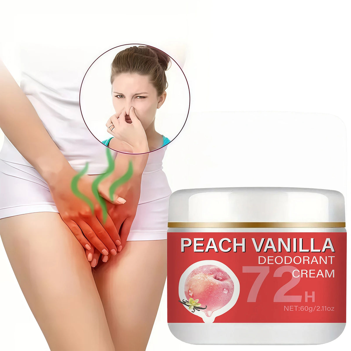 Peach Deodorant Underarm Cream - 72-Hour Long-Lasting Freshness, Floral Fragrance, Long-Lasting Odor Control - Gentle on Skin, Powerful Anti-Sweat