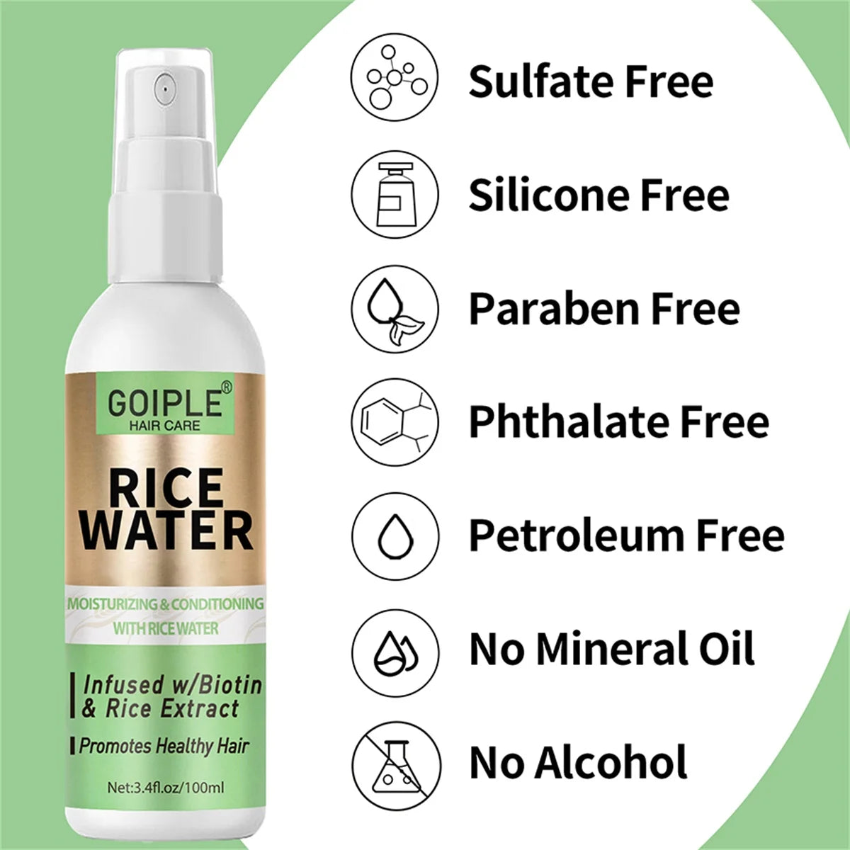 Rice Water Hair Care Spray Moisturizing Nourishing Leave-In Conditioner Women Promotes Strong & Healthy Hair Care Products 2pcs