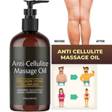 240ml Anti Cellulite Massage Oil Infused with Collagen and Stem Cell Skin Tightening Cellulite Moisturizing Body Essential Oil