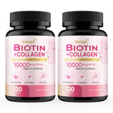 Biotin Collagen - Nourishes The Skin, Slows Down Aging, Promotes Healthy Hair, Strong Nails, and Improves Intestinal Digestion 120 Capsules