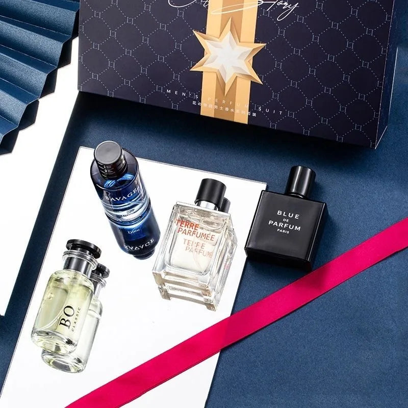 4 PCS/Set Men's Perfume Gift Set 3x30ml Long Lasting Woody Citrus Ocean Eau De Toilette Spray for Daily Work Dating Casual Use