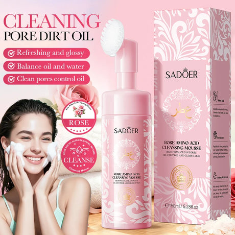 SADOER Vitamin C Facial Cleanser Deep Cleansing Face Wash Foam Moisturizing Whitening Face Wash Massage Cleansing Foam Skin Care